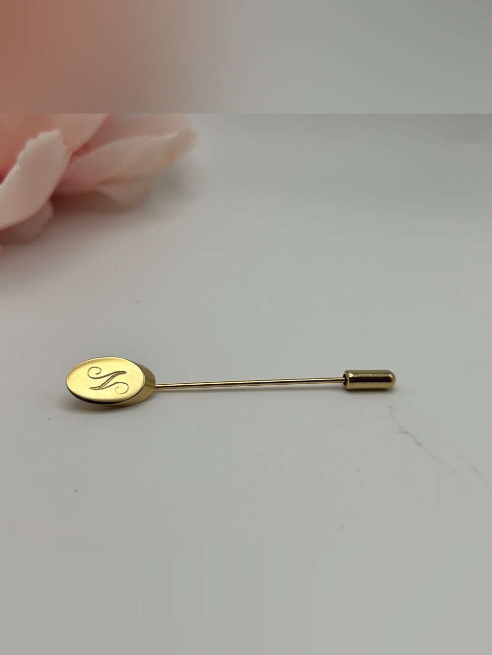 Gold Tone Initial N Monogram Stick Lapel Scarf Pin